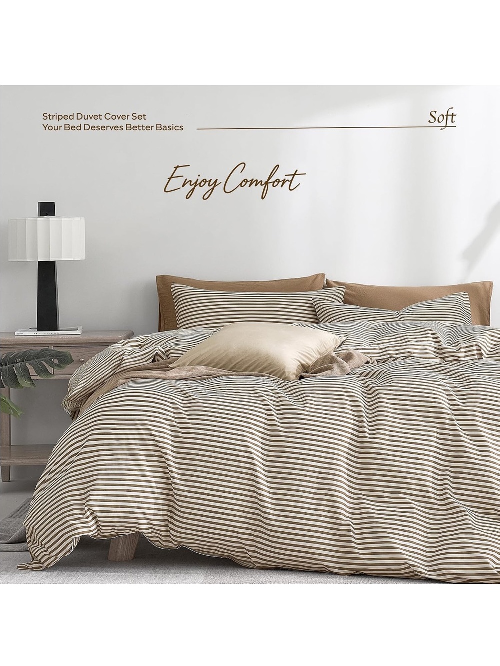 JELLYMONI 100% Cotton Striped Duvet Cover Set Twin – NEW